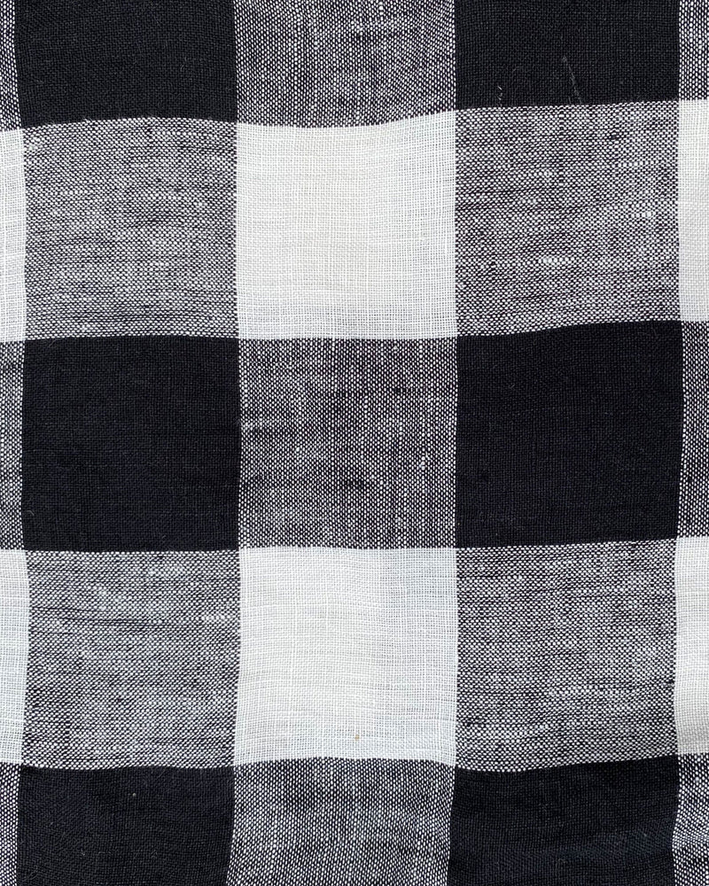 Black & White Gingham Linen Tablecloth