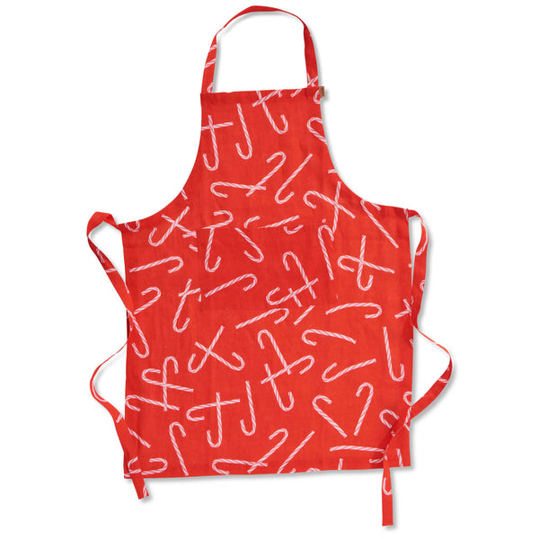 Candy Cane Red Linen Apron