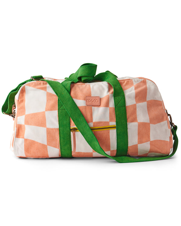 Checkerboard Pink and White Duffle Bag