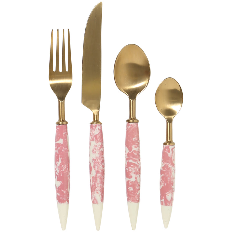 Pink Marble Cutlery Set Of 8
