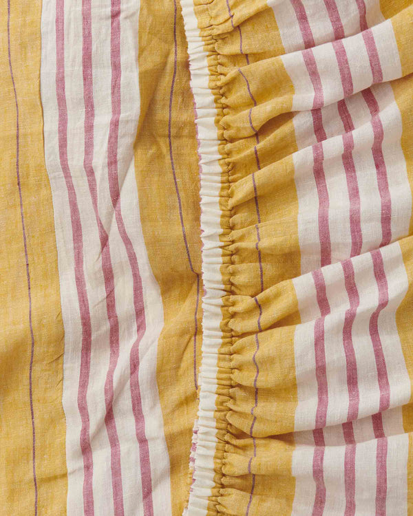 Sweet Stripe Woven Linen Fitted Sheet