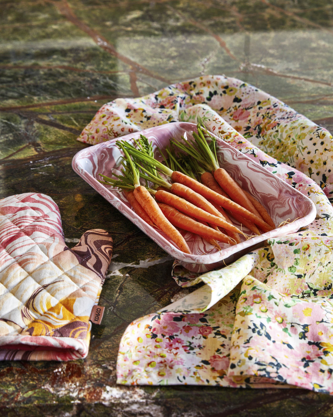 Pink Marble Enamel Baking Dish