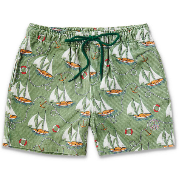 Hey Sailor Green Corduroy Shorts