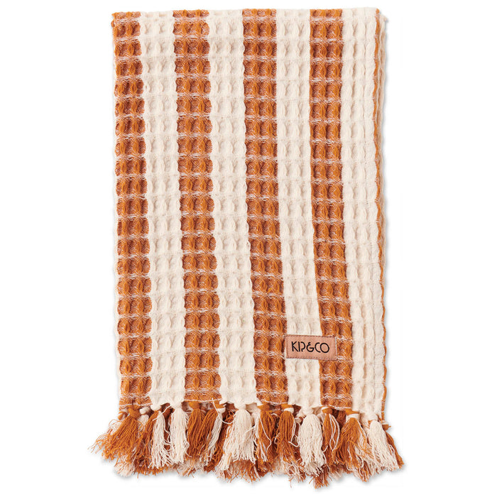 Tan Cream Stripe Waffle Hand Towel