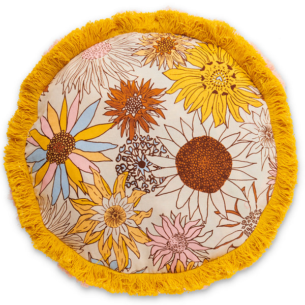 Sunflower Happy Fringe Cushion