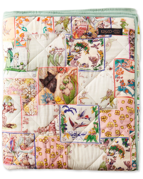 Kip&Co x May Gibbs Patches For May Organic Cotton Quilted Kids Bedspread