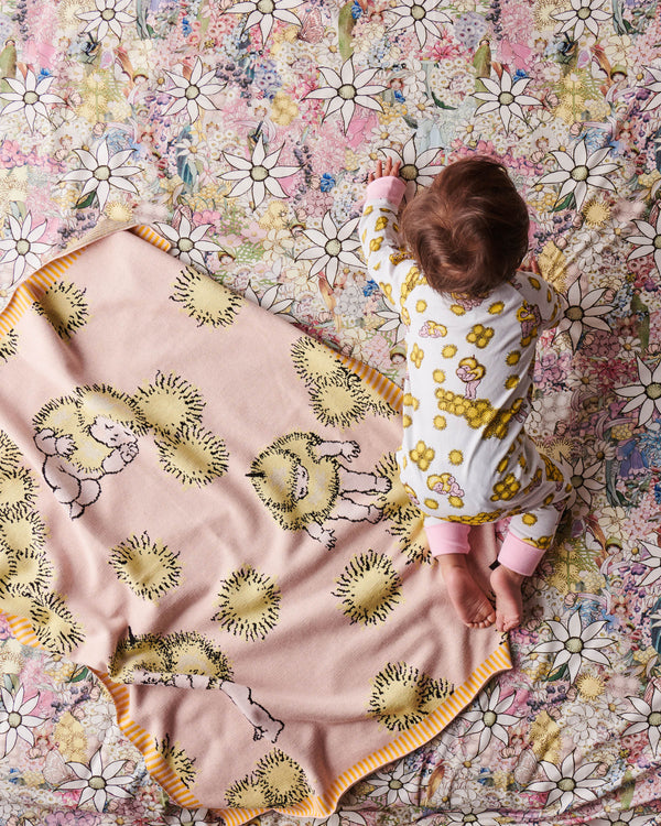 Kip&Co x May Gibbs Wattle Baby Pink Cotton Knitted Blanket
