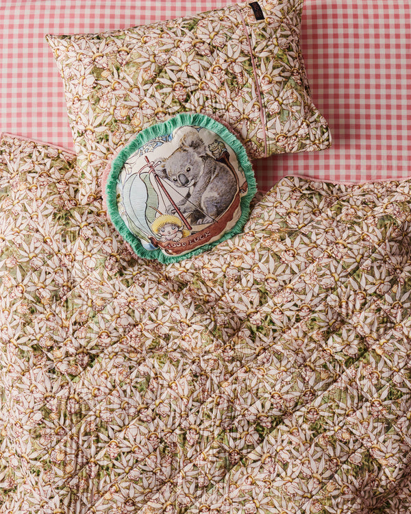 Kip&Co x May Gibbs Petals Organic Cotton Quilted Pillowcase