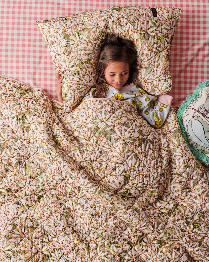Kip&Co x May Gibbs Petals Organic Cotton Quilted Kids Bedspread