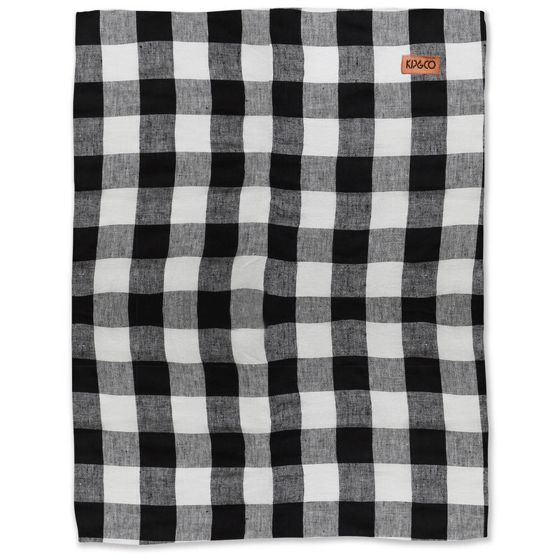 Black & White Gingham Linen Tea Towel